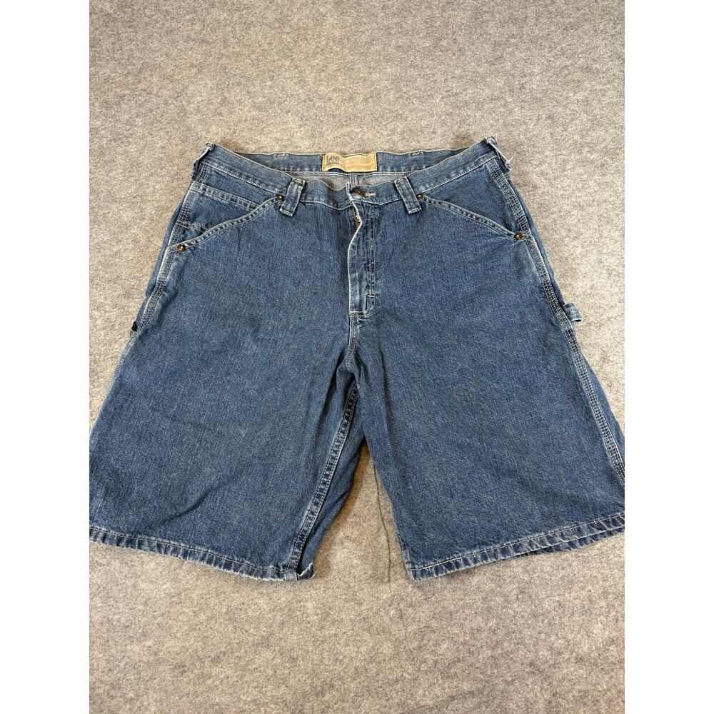 Vintage Lee Dungarees Denim Jorts Shorts Mens 34 Blue Carpenter Work Utility Y2K